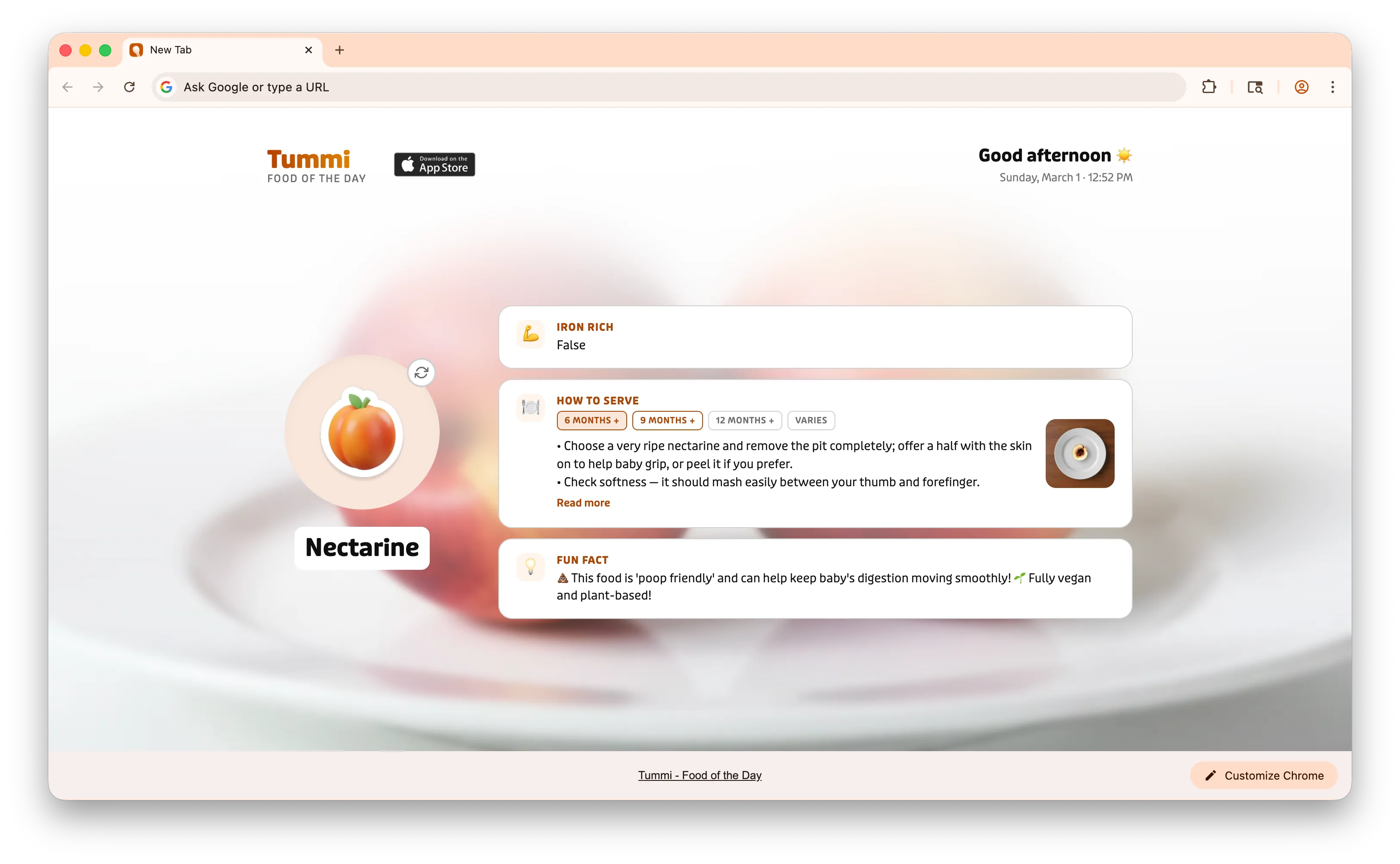 Food of the Day Chrome Extension