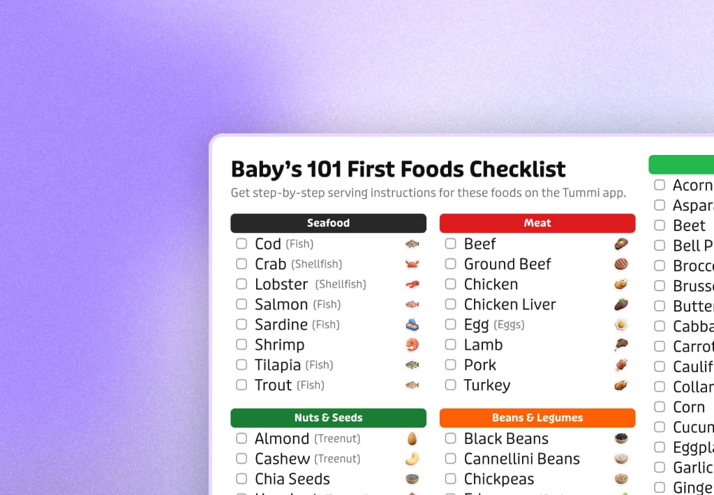 Baby food chart preview